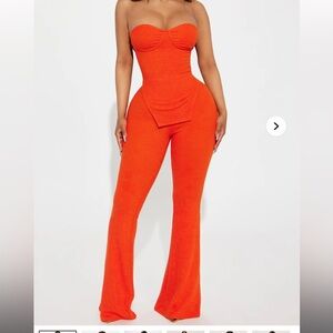 Call My Name Ribbed Pant Set – Orange